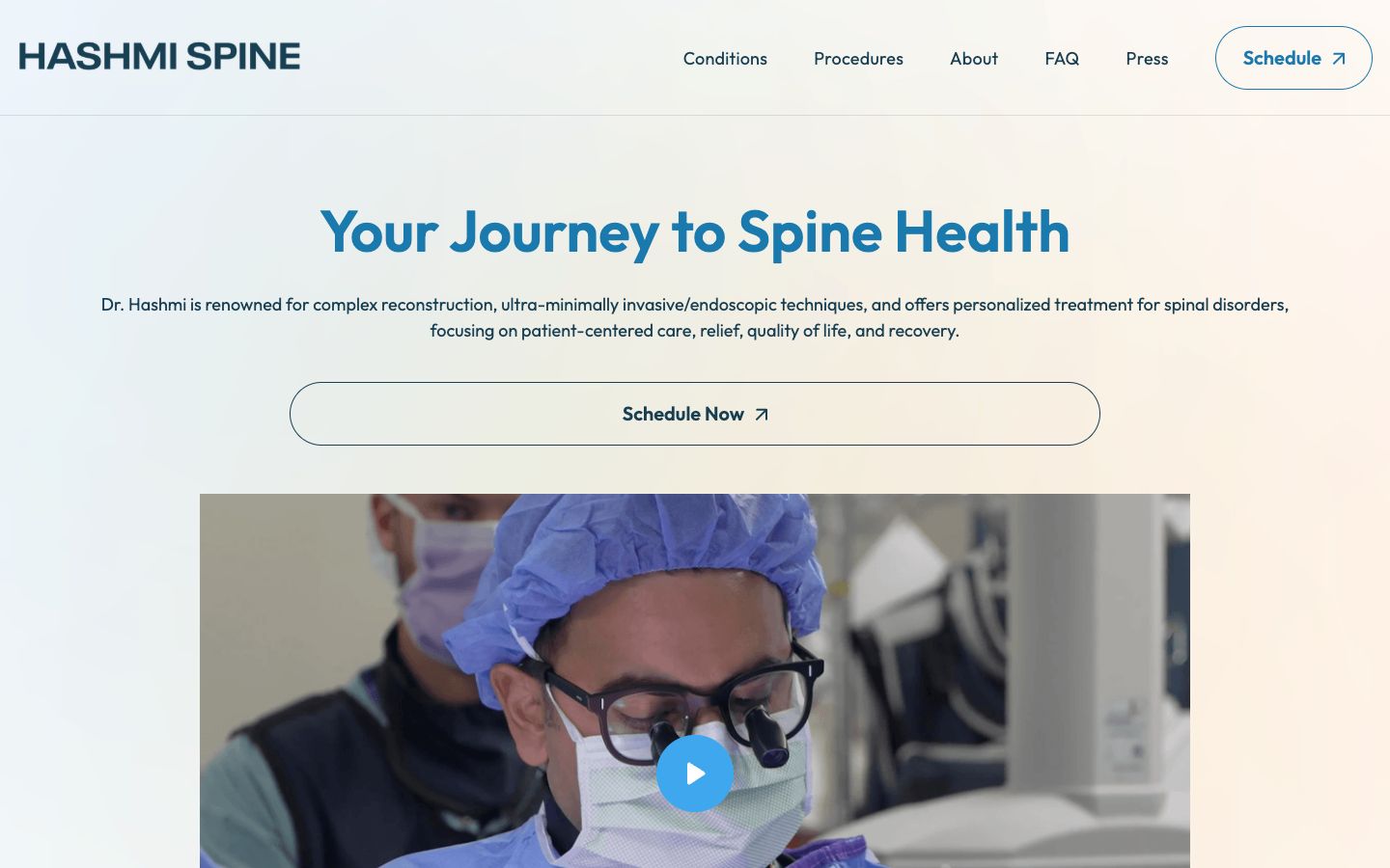 Hashmi Spine — surgeon website by Wherever Studios