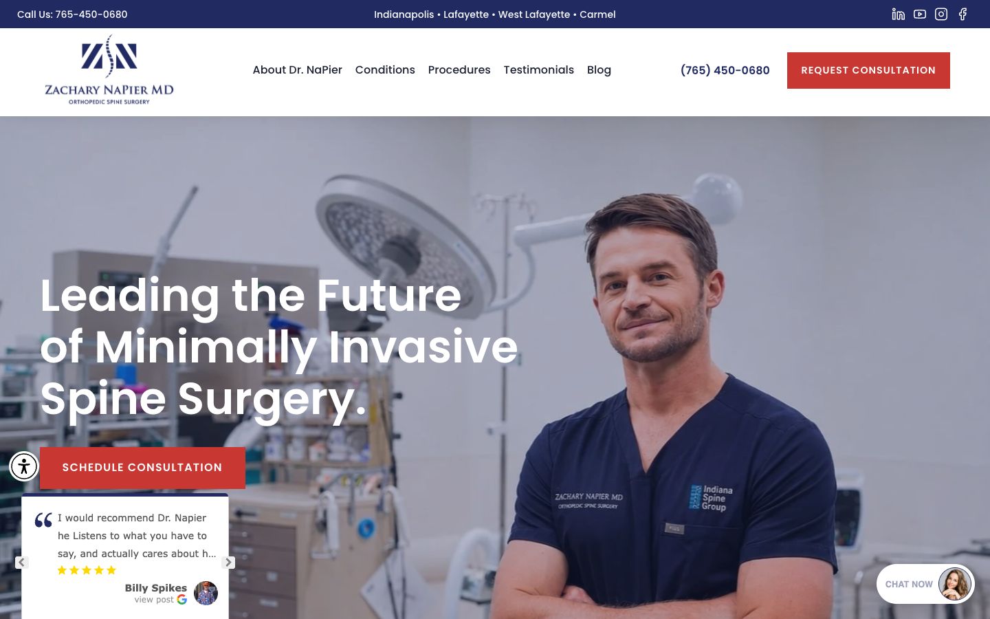 Napier Spine — surgeon website by Wherever Studios
